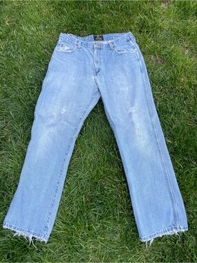 90’s Light Wash Distressed Bootcut Jeans 38x32